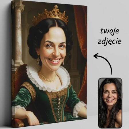 Elegant Queen's Caricature in the Classical Style of Oil Portrait — design gallery image 1