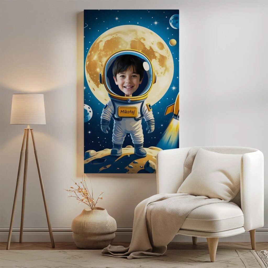 Baby caricature - cosmonaut - birthday present — design gallery image 1