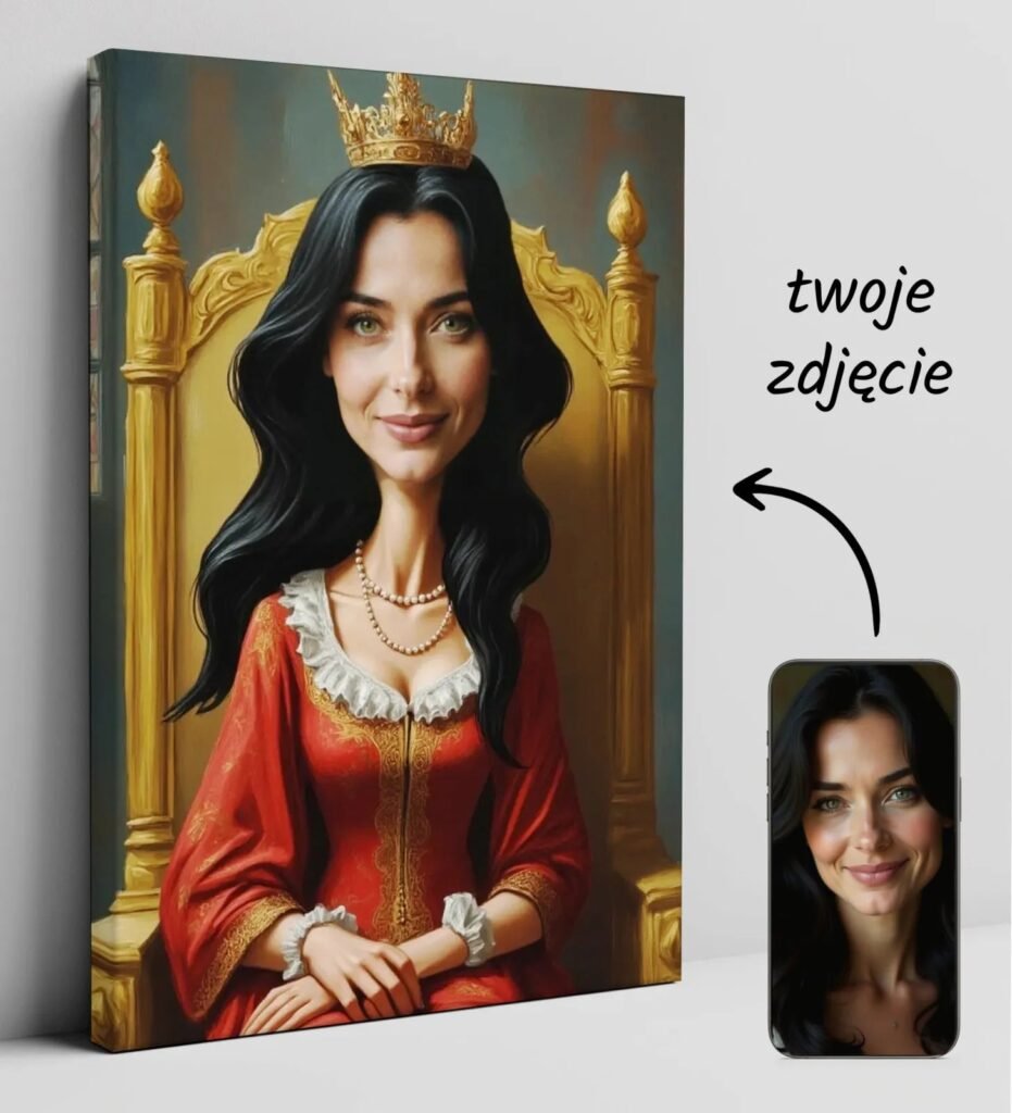 Personalized The Queen's Caricature on the Throne with Photos — design gallery image 1