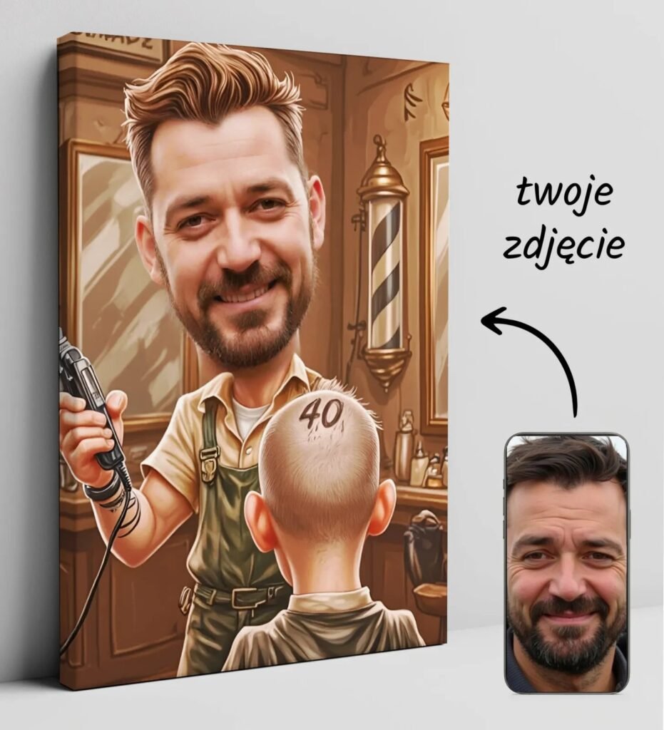 Caricature from the photo – original gift for the barber with number — design gallery image 1