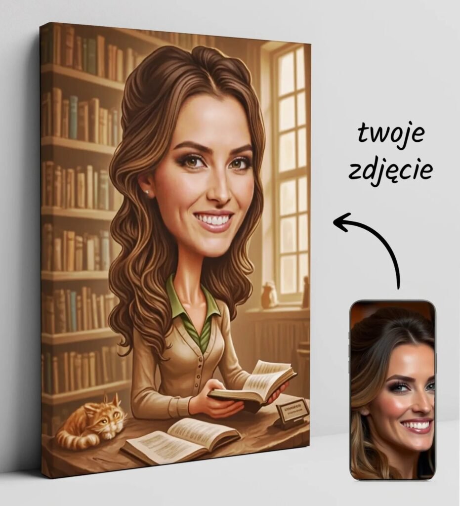 Personalized portrait of a woman as a librarian — design gallery image 1