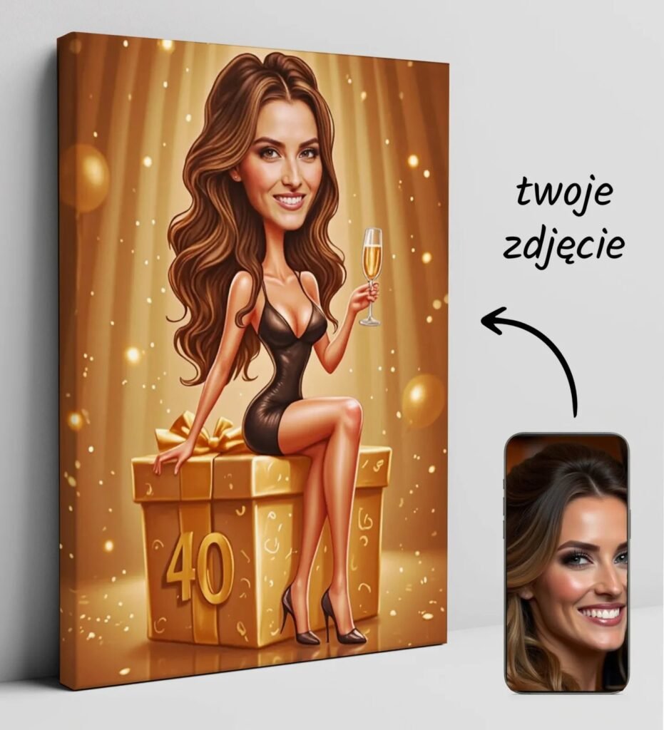 Woman's caricature for 40th birthday — design gallery image 1