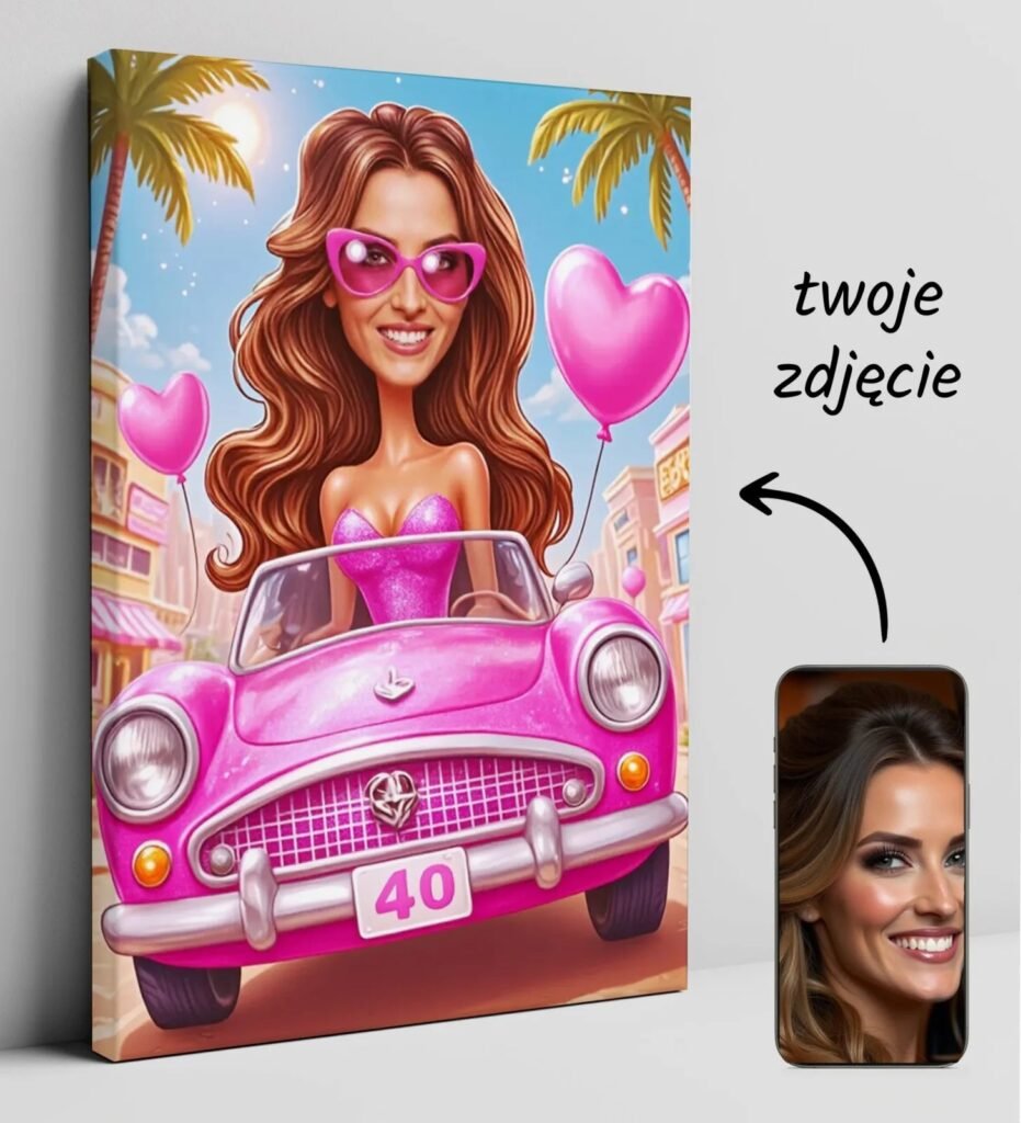 Barbie-style caricature of a woman – a birthday present for a woman — design gallery image 1