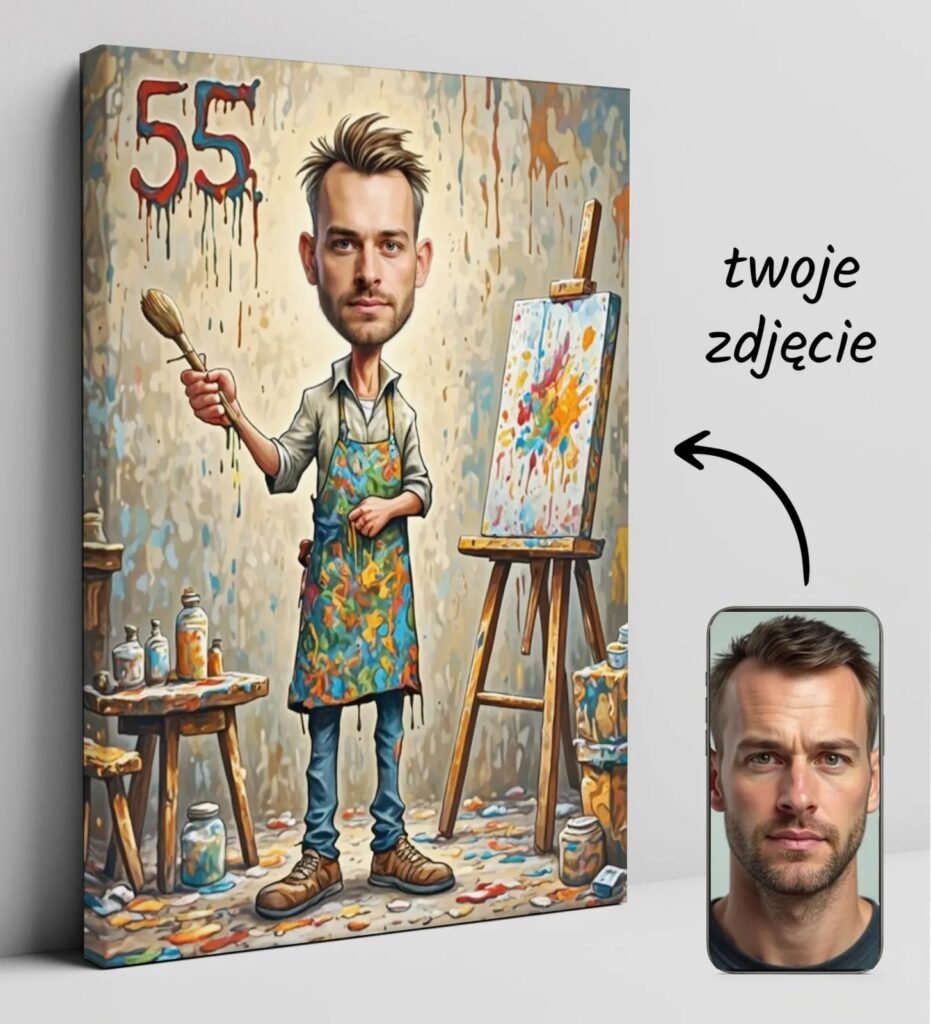 Caricature of the artist painter for his birthday — design gallery image 1