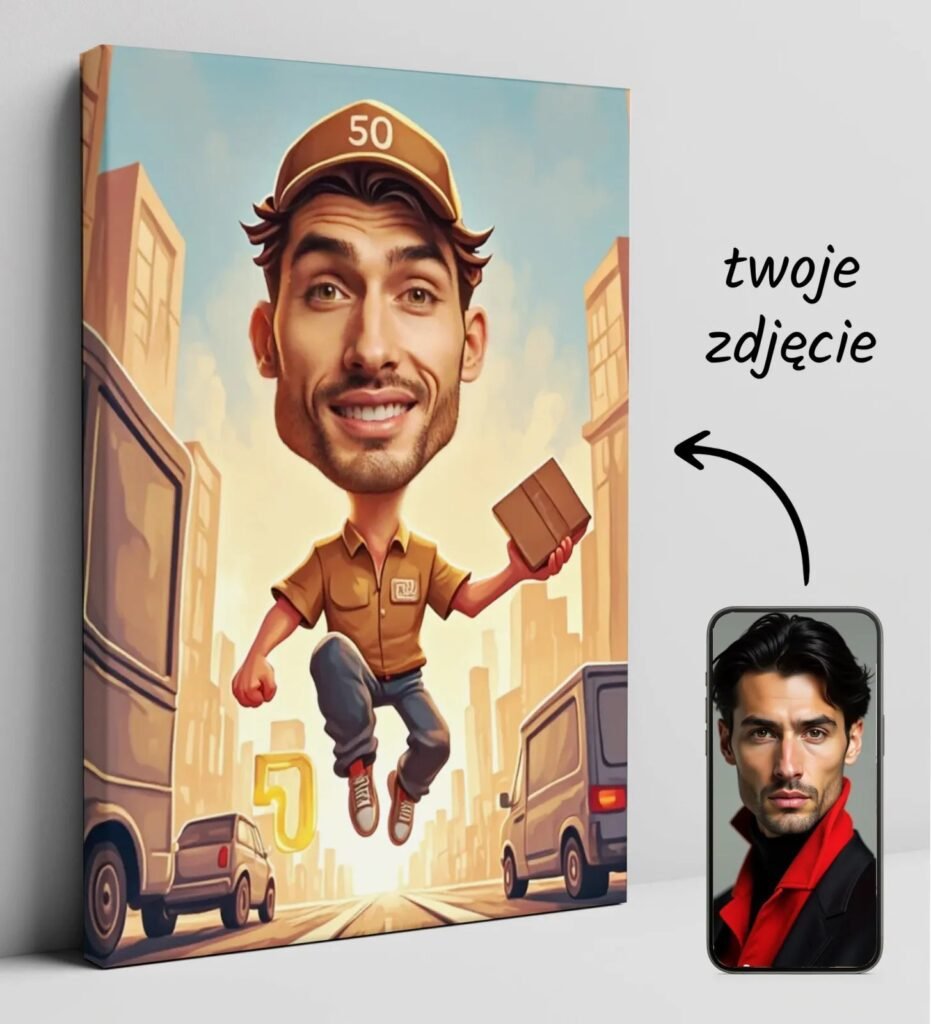 Courier Caricature – a gift for the courier for his birthday — design gallery image 1