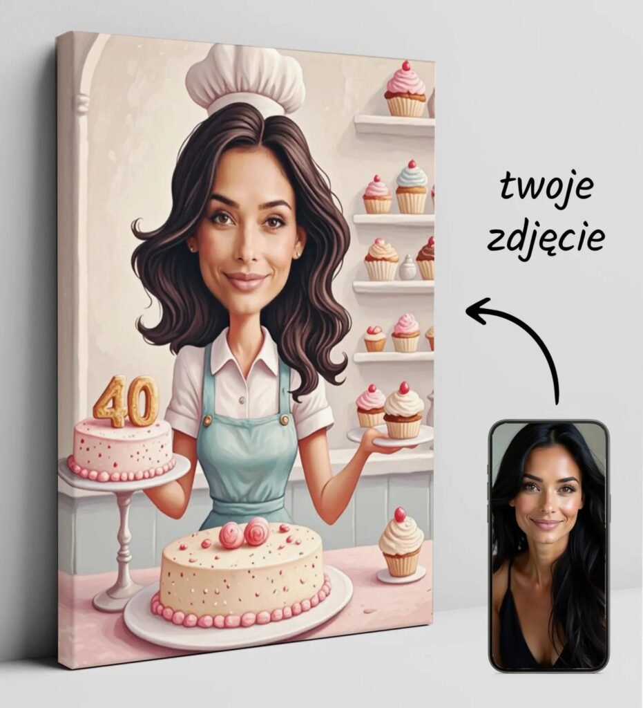 Pastel Caricature of a Woman as a Confectioner — design gallery image 1