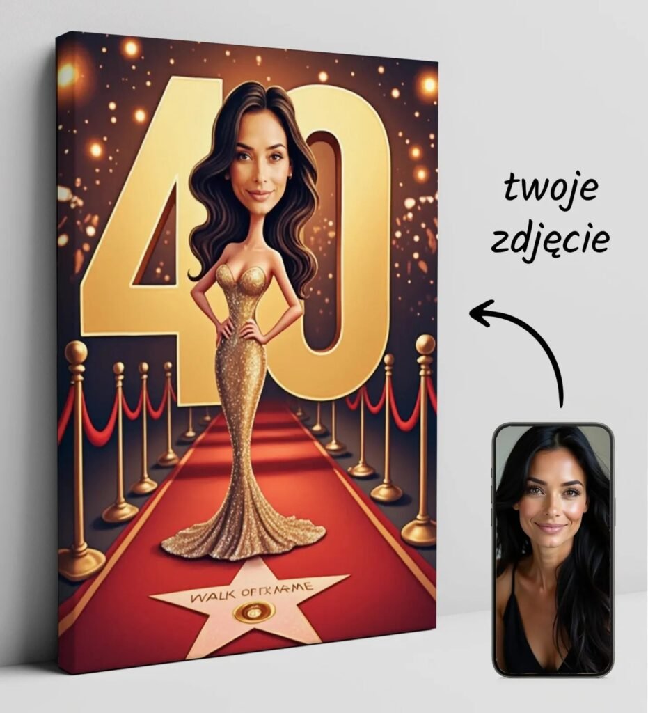 Caricature of a Woman on a Red Carpet - Gift for a Woman for a Birthday — design gallery image 1