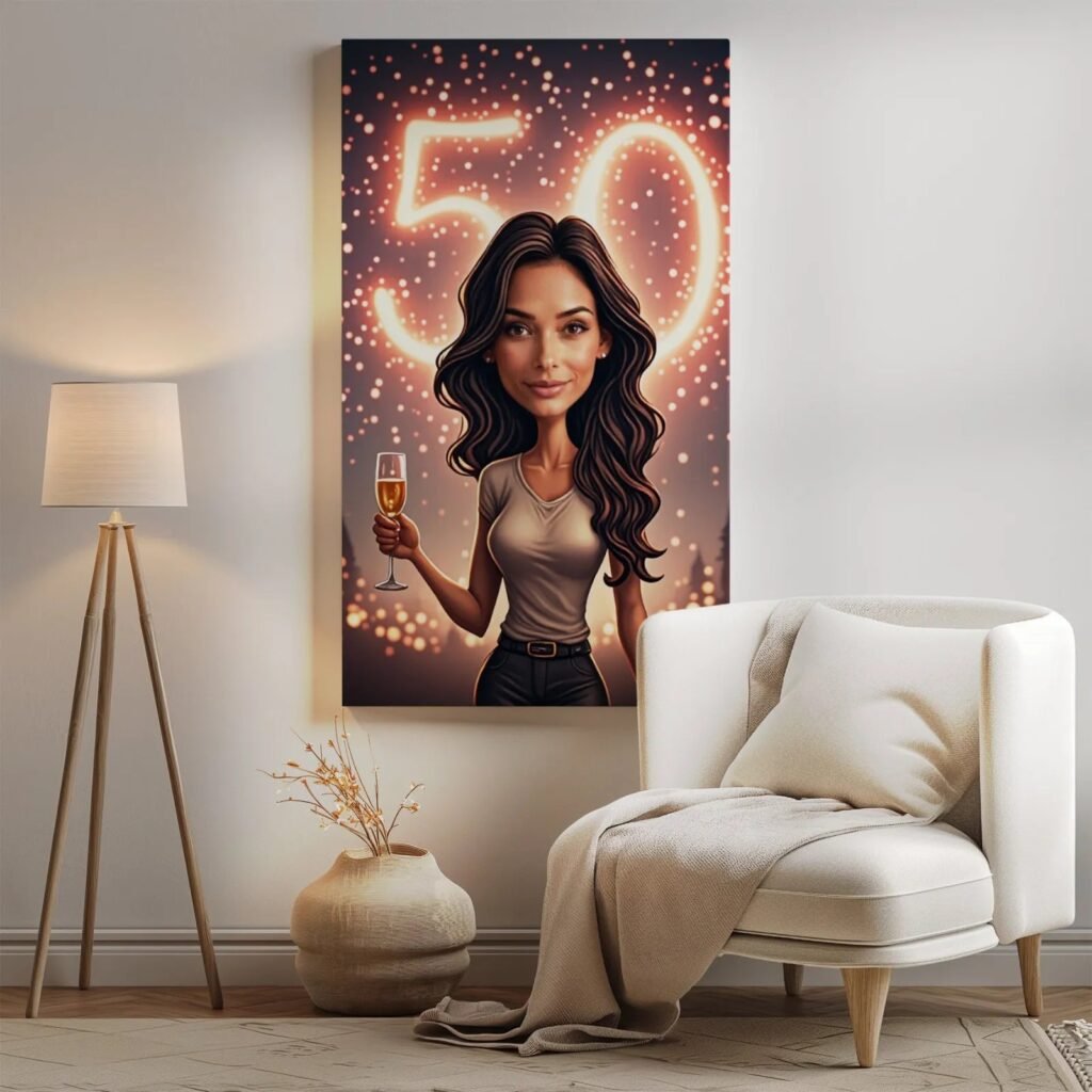 Caricature of women with fireworks – original gift — design gallery image 1
