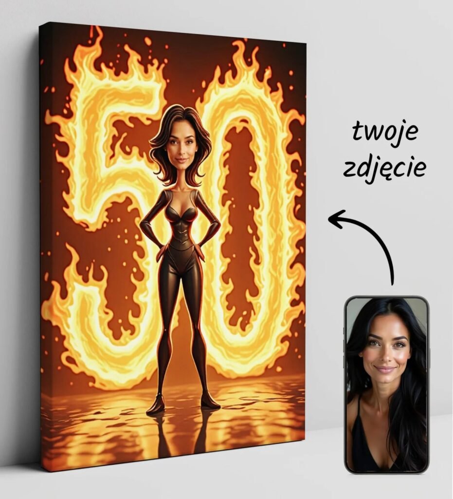 Woman's caricature in flames — design gallery image 1