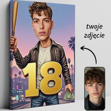18th birthday present for boyfriend – GTA caricature — design gallery image 1