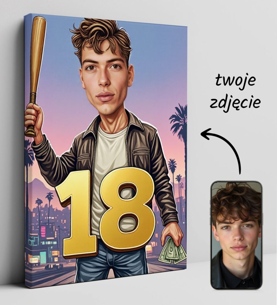 18th birthday present for boyfriend – GTA caricature — design gallery image 1