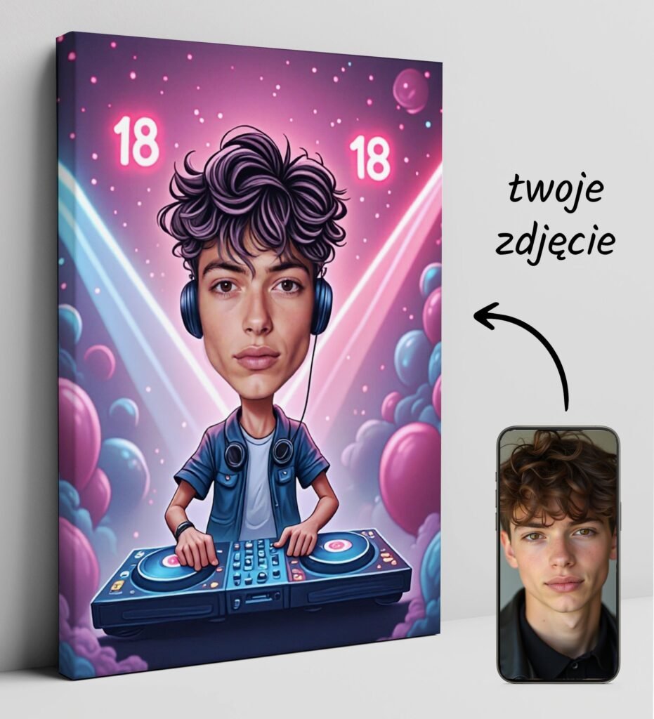 Ideas for 18th birthday – DJ caricature with console — design gallery image 1
