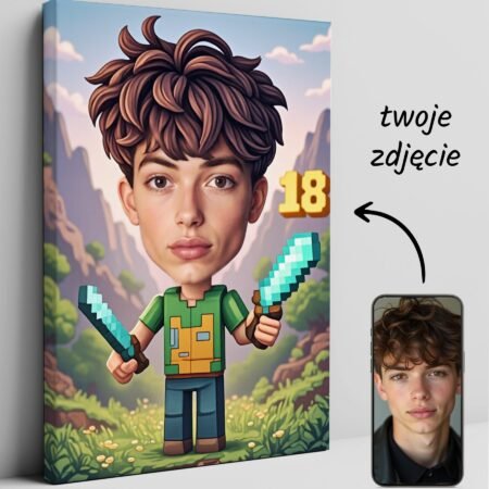 18th Birthday Gift for the Boy – Minecraft Caricature — design gallery image 1