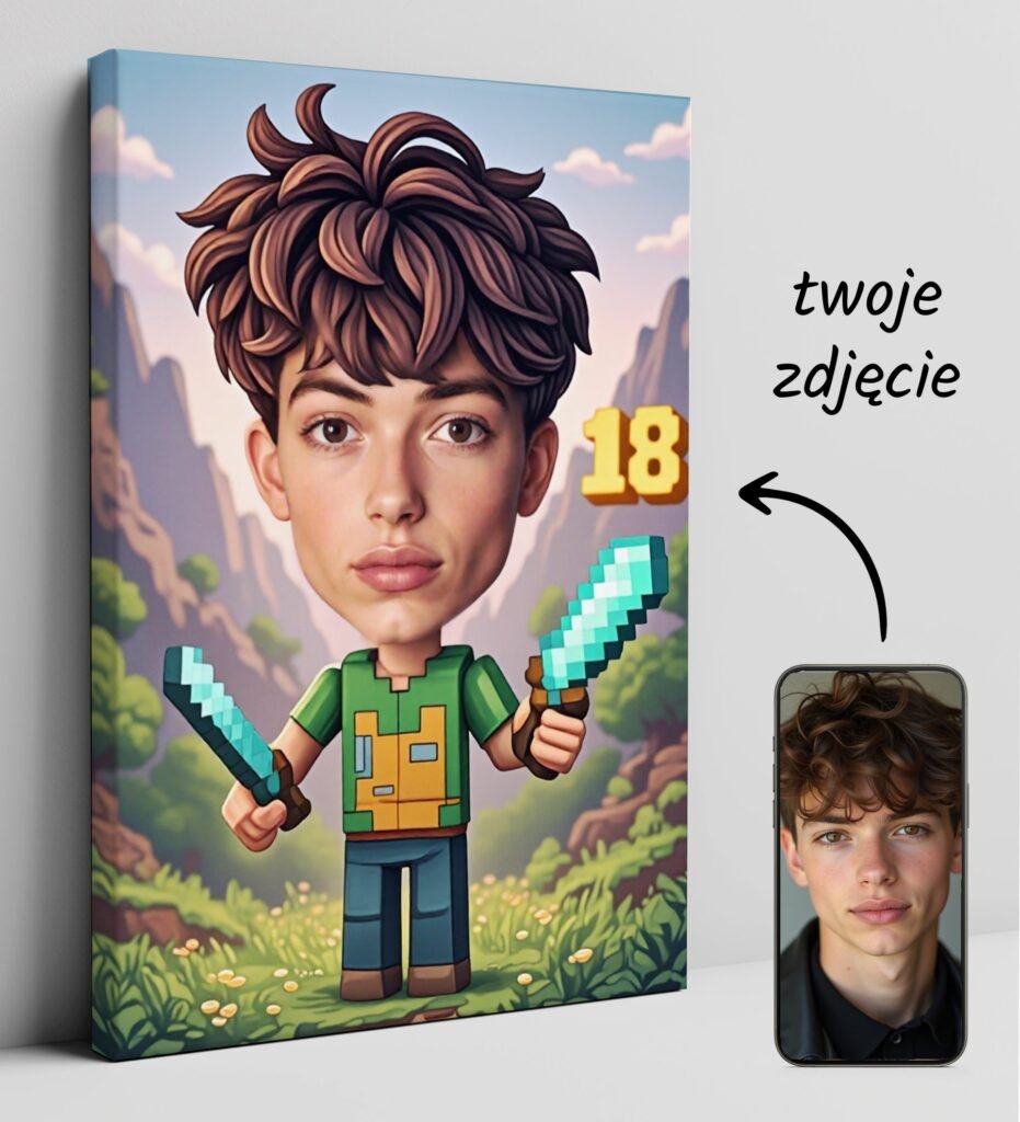 18th Birthday Gift for the Boy – Minecraft Caricature — design gallery image 1
