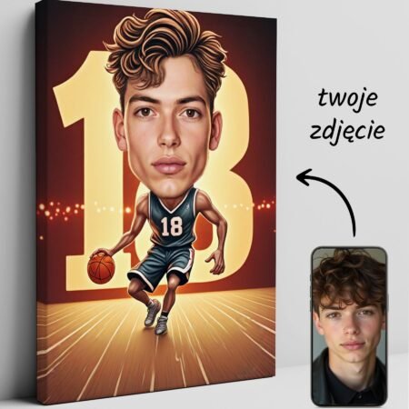 18th birthday present – basketball caricature on canvas — design gallery image 1