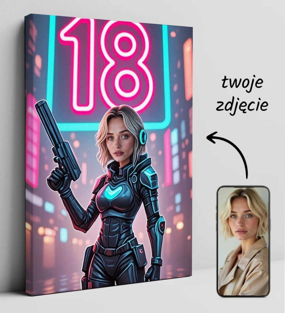 The girl's caricature in a futuristic cyberpunk suit — design gallery image 1