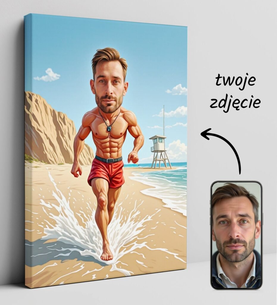 Caricature from photos – the beach hero — design gallery image 1