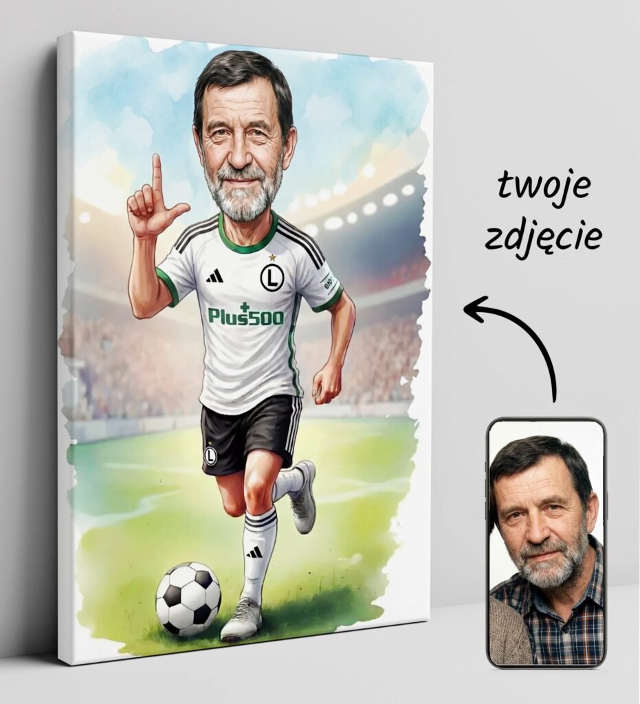 Caricature for Fan of Football – gift for fan of the Legion Warsaw — design gallery image 1