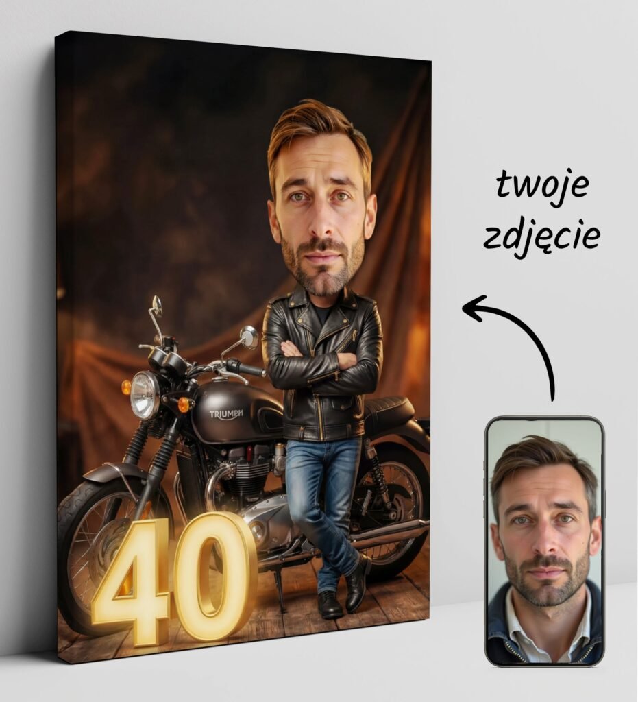 Caricature of the biker with photos — design gallery image 1