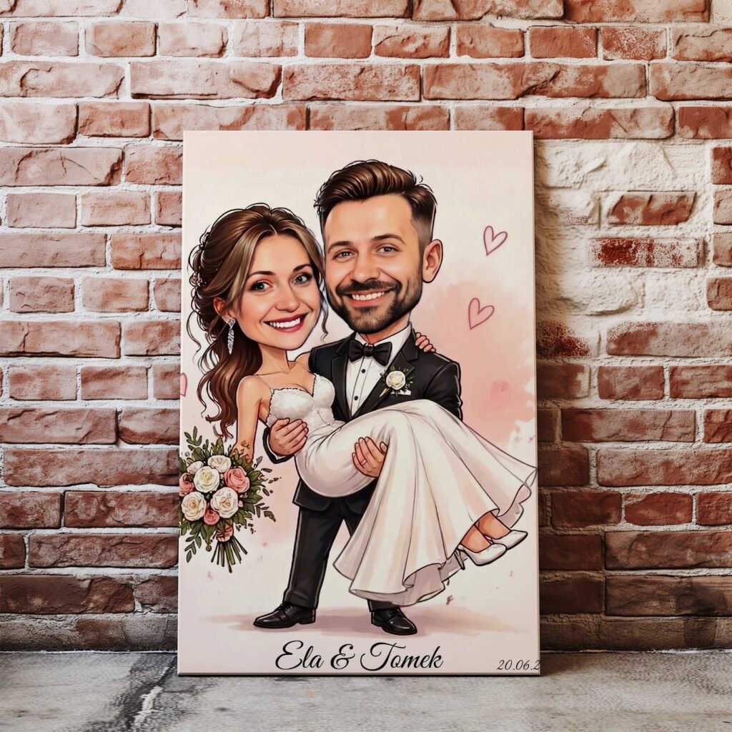 Caricature couple idea gift for wedding and wedding — design gallery image 1