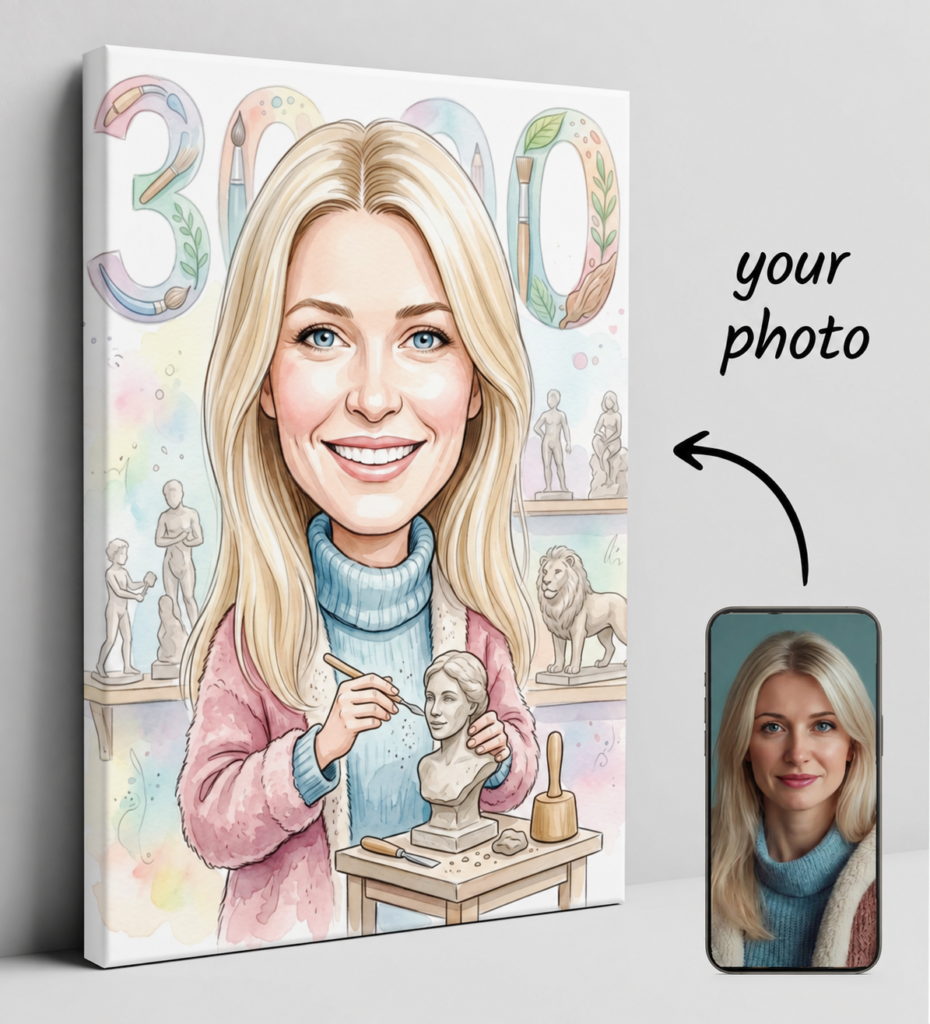 Caricature sculptor for 40th birthday – personalized gift — design gallery image 1