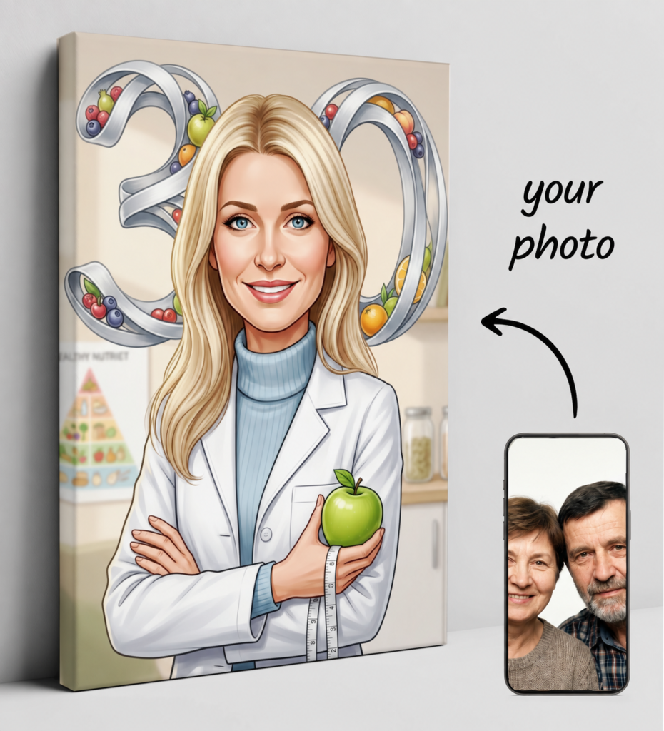Dietary Caricature for 30 Birthday - Personalized Gift — design gallery image 1