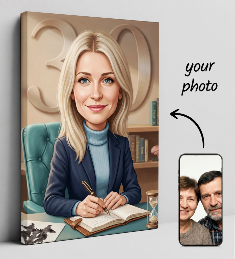 Caricature of the psycho for 30th Birthday - Personalized Gift — design gallery image 1