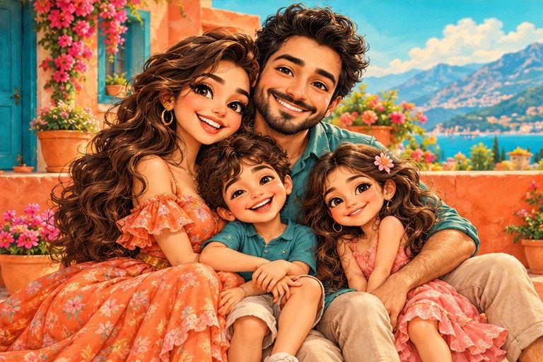 The whole family